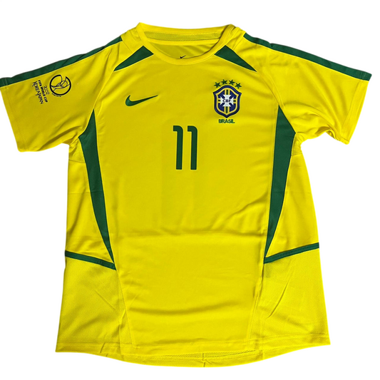 Brazil 2002 Home Retro Jersey - Ronaldinho #11